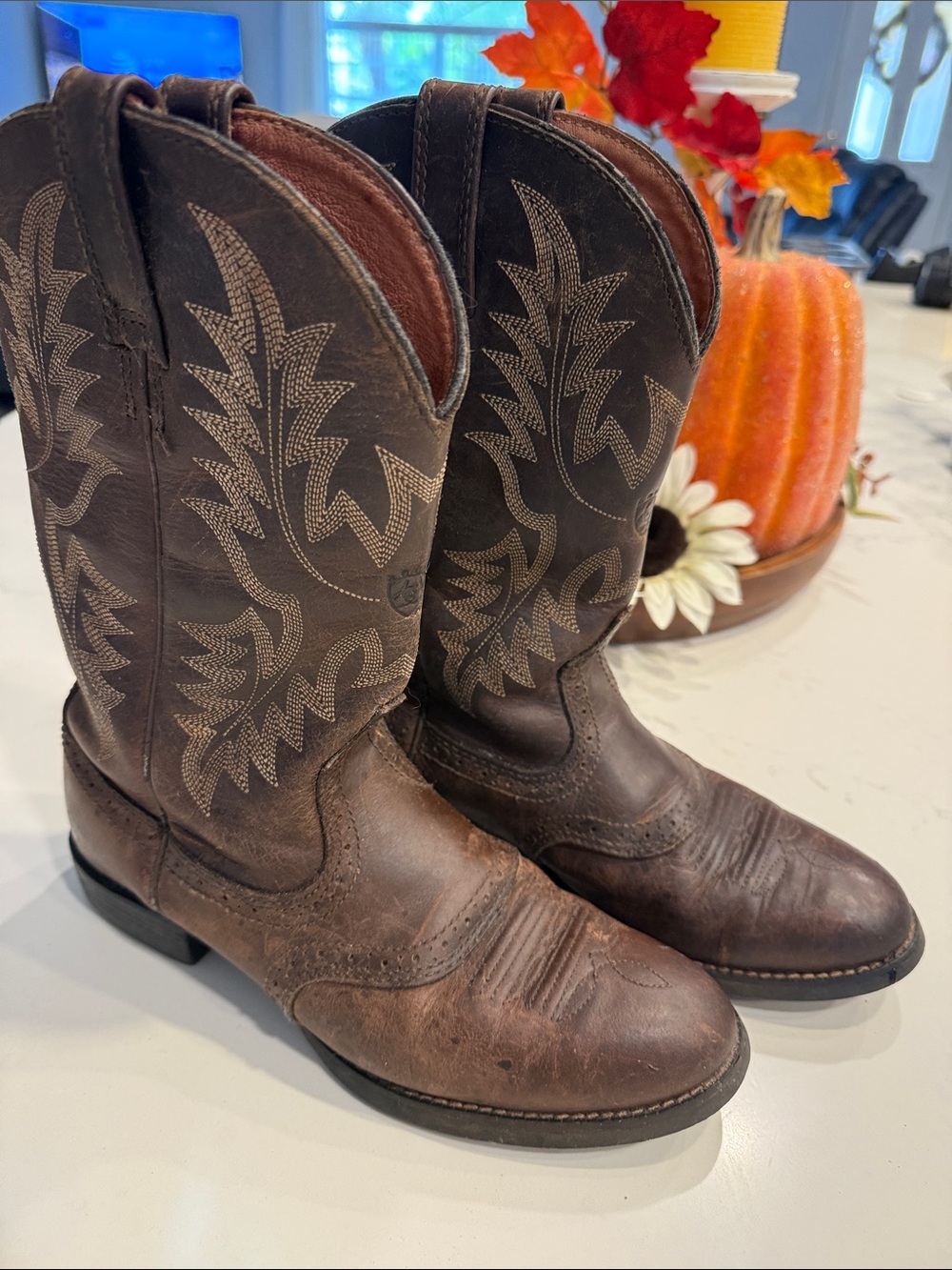 Women's ARIAT Brown Embroidered Western Heeled Boots